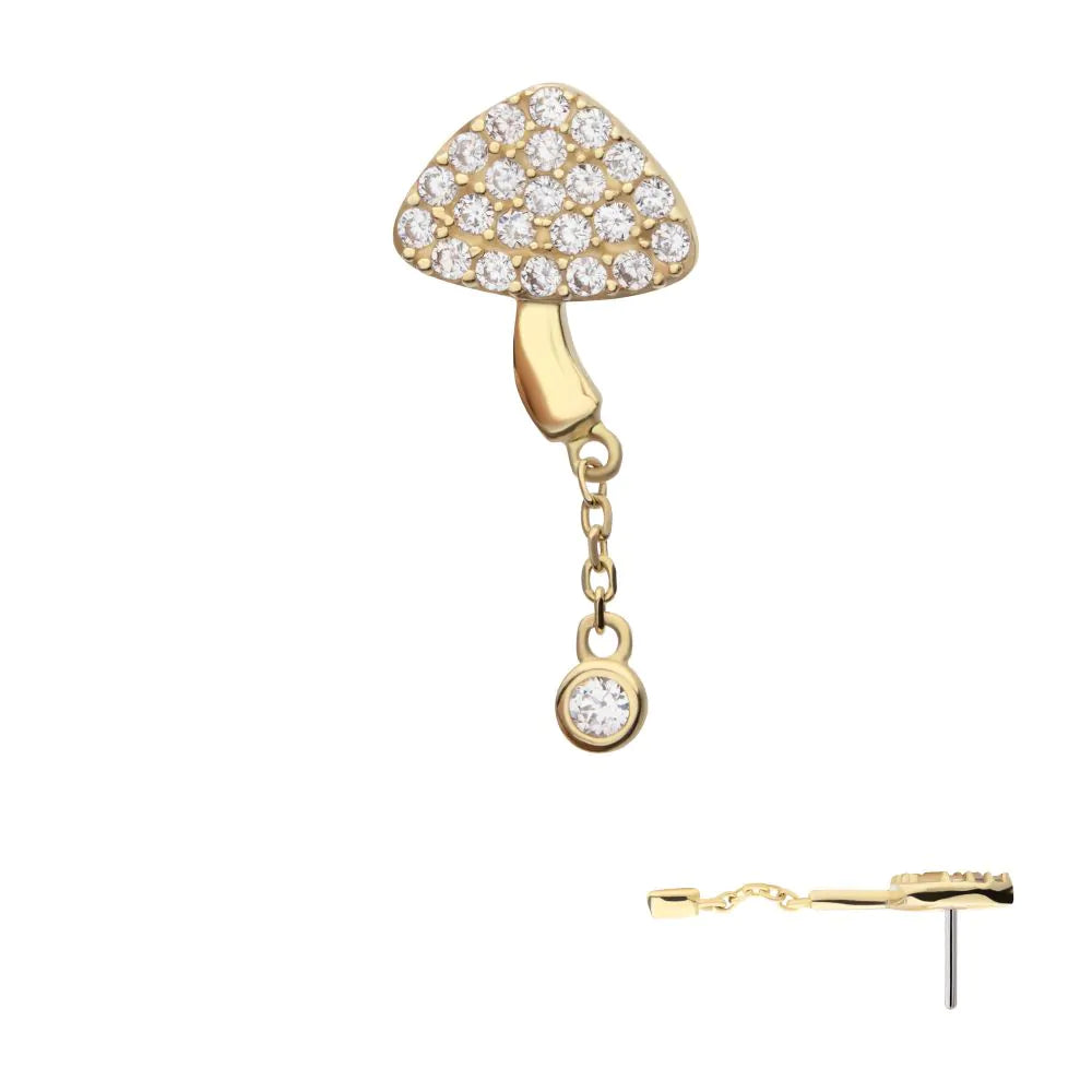 14k gold Pavé Mushroom dangle