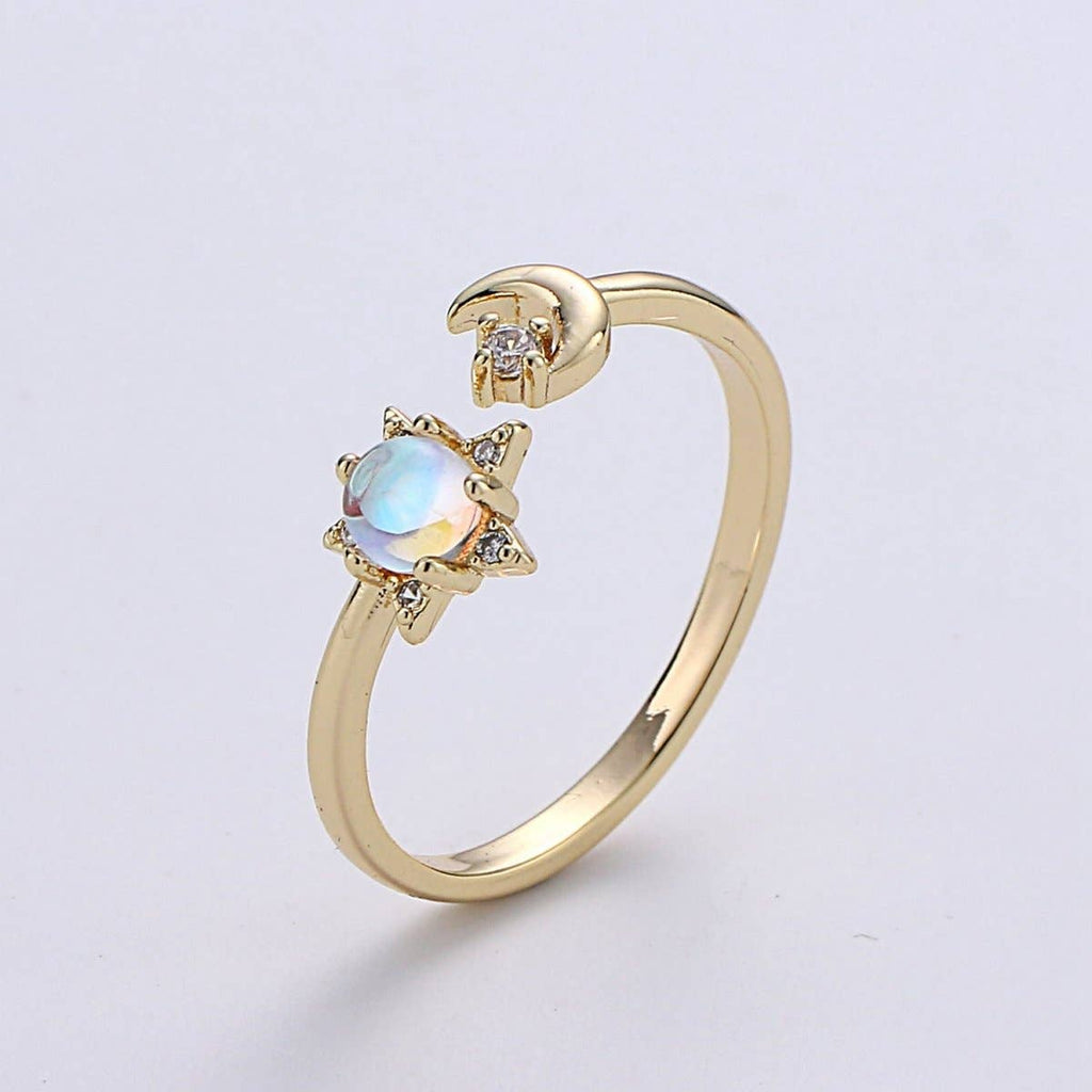 24k Gold Crescent Moon Ring