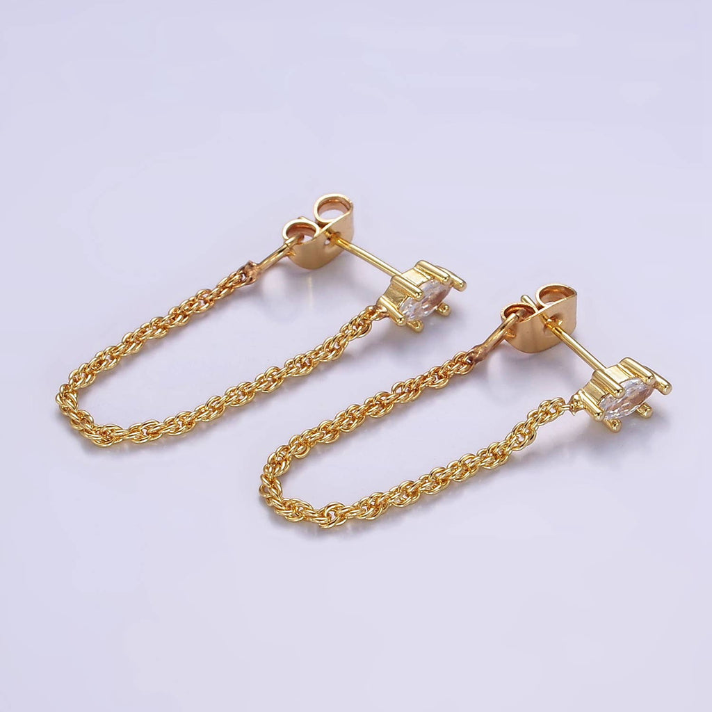 CZ Chain Link Stud Earrings