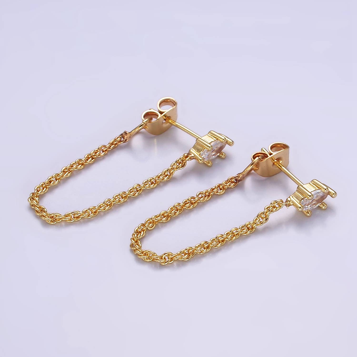 CZ Chain Link Stud Earrings
