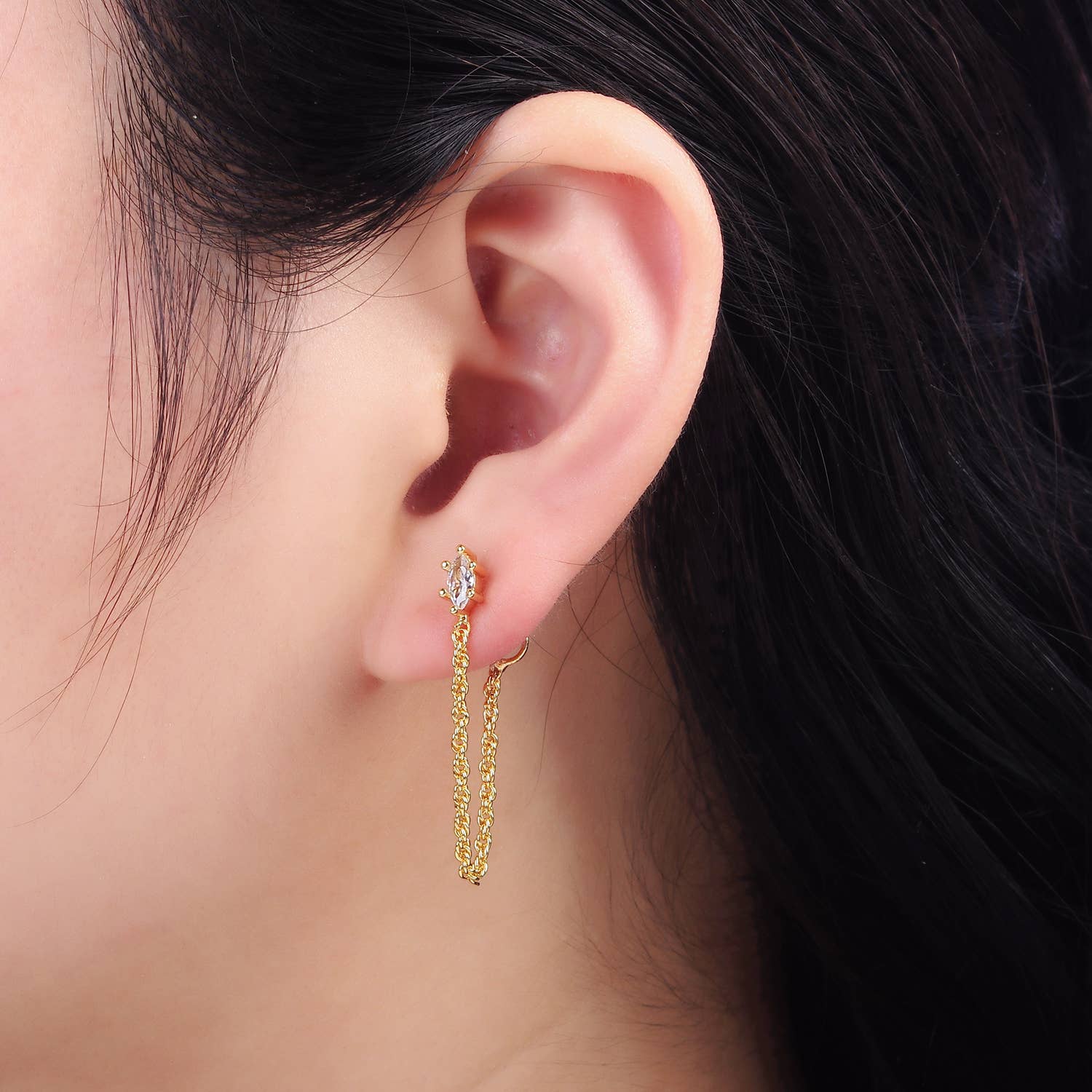 CZ Chain Link Stud Earrings