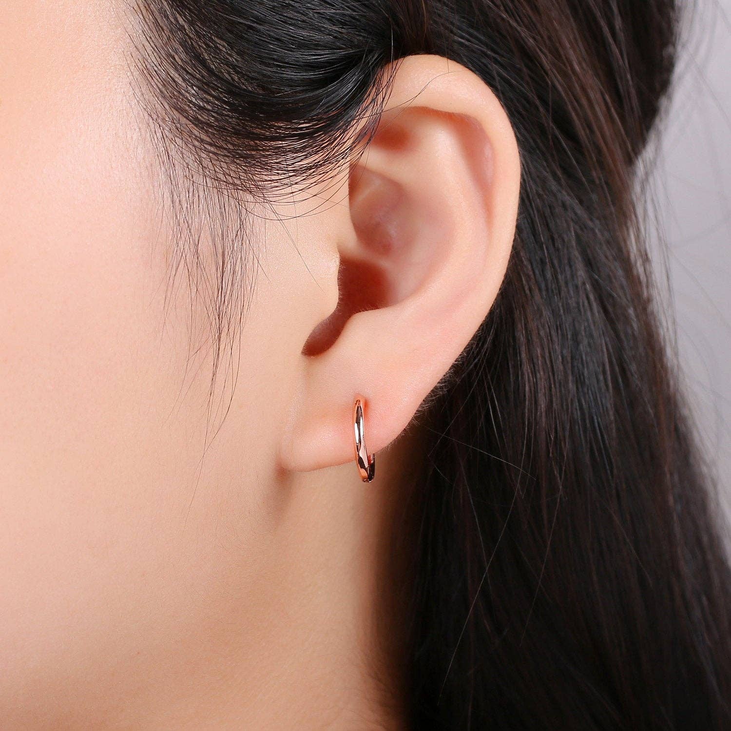 Rose Gold Huggie Hoop Earrings