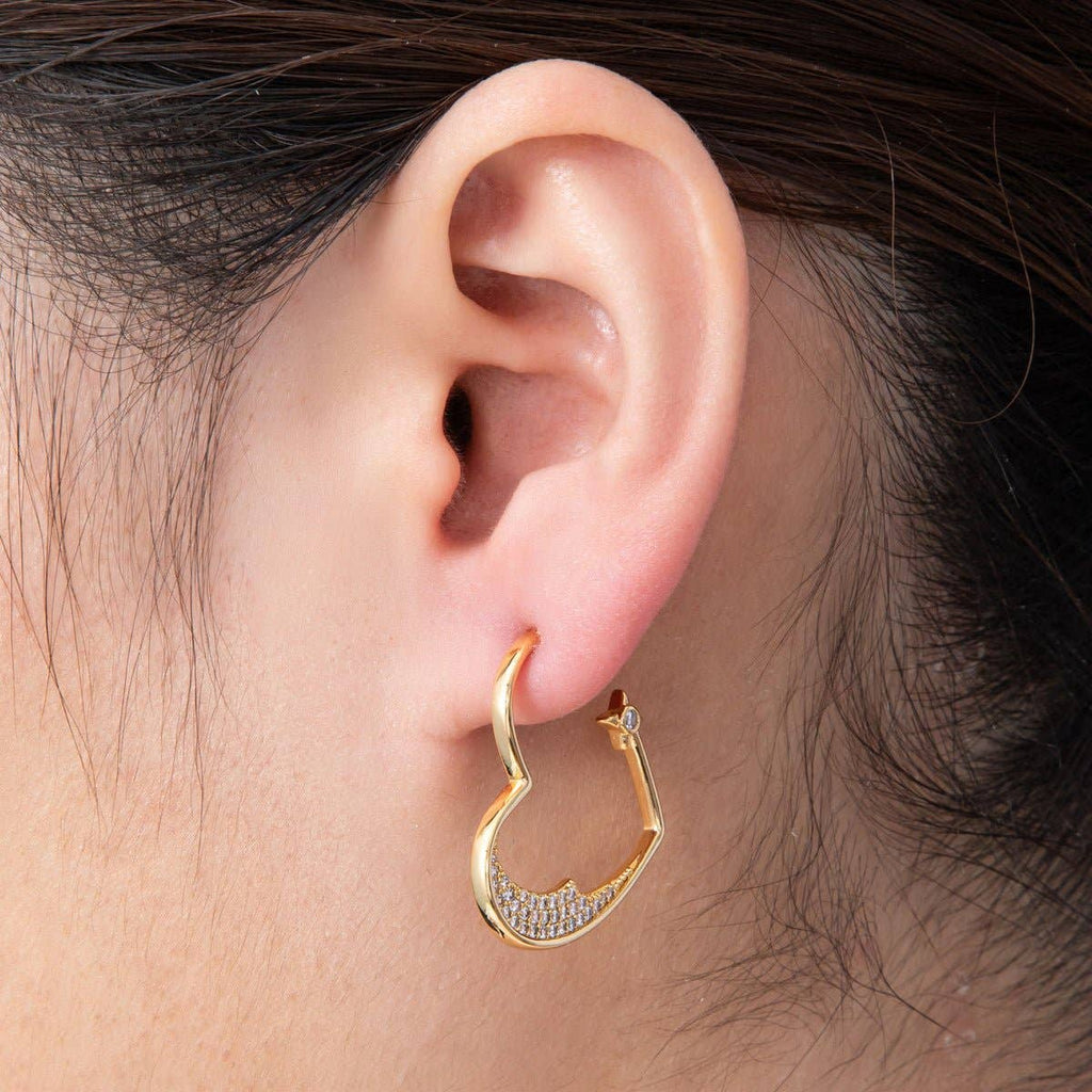 Micro Pave Heart Hoop Earrings