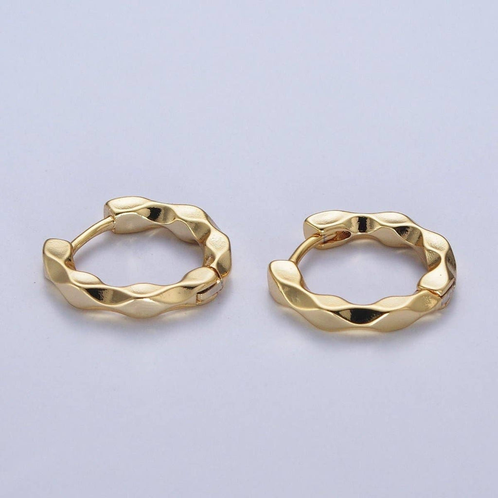 Flat Twist Huggie Hoop Earrings