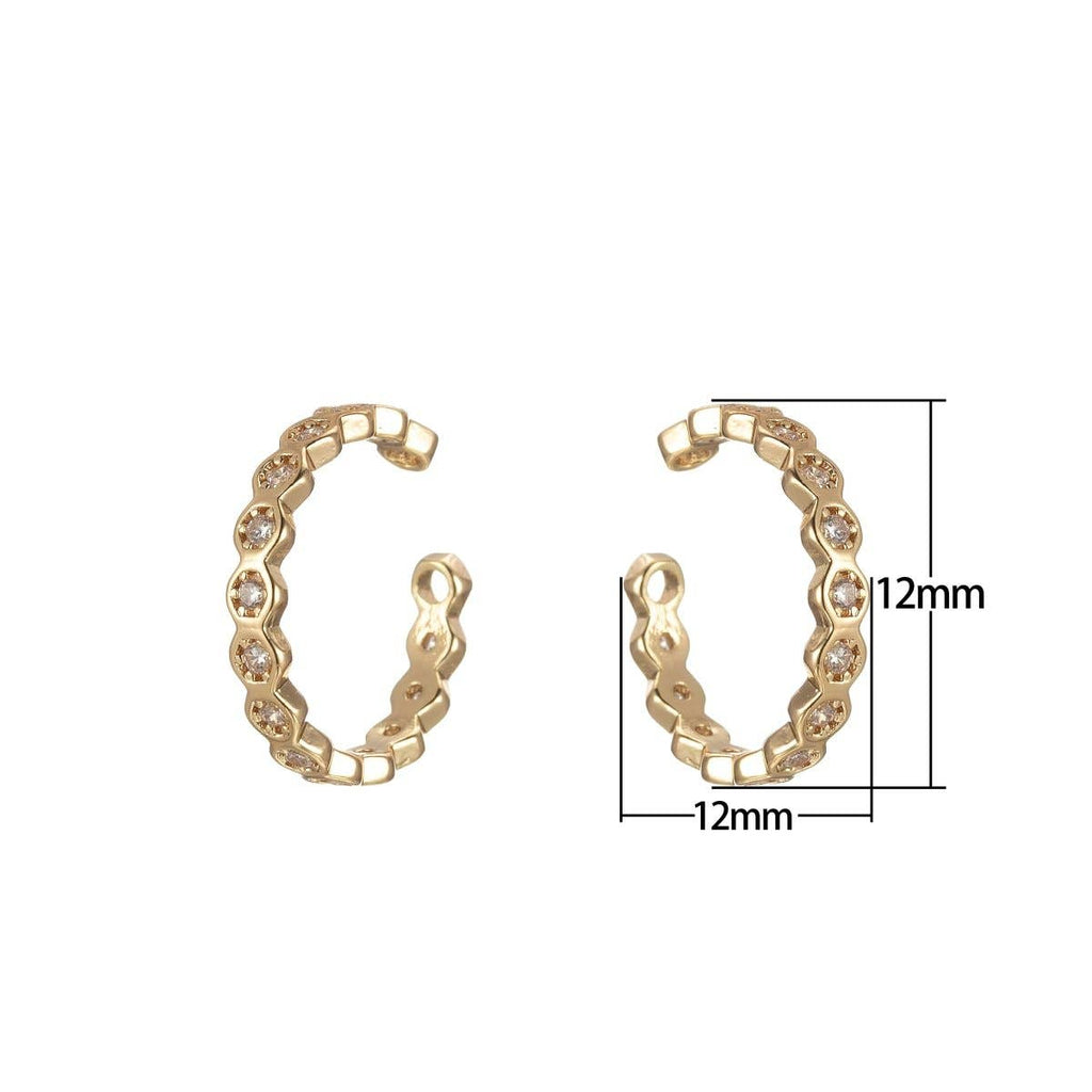 CZ Hexagon Lined Ear Cuff