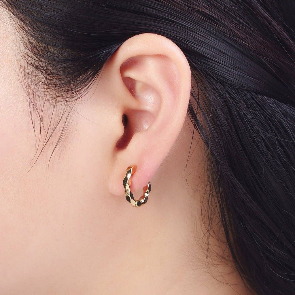 Flat Twist Huggie Hoop Earrings