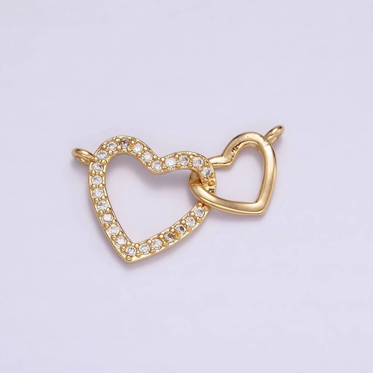 24K Gold Double Heart Connector