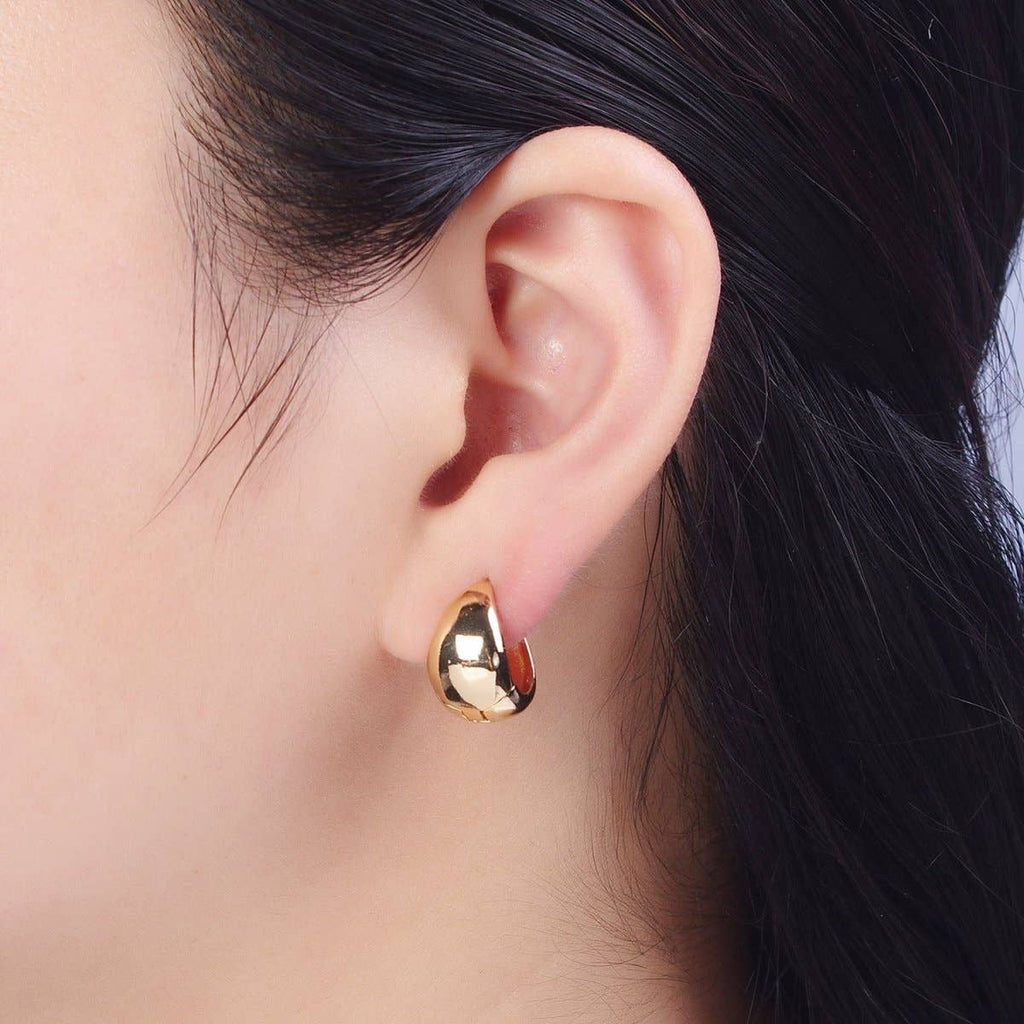 24K Gold Chubby Huggie Earrings