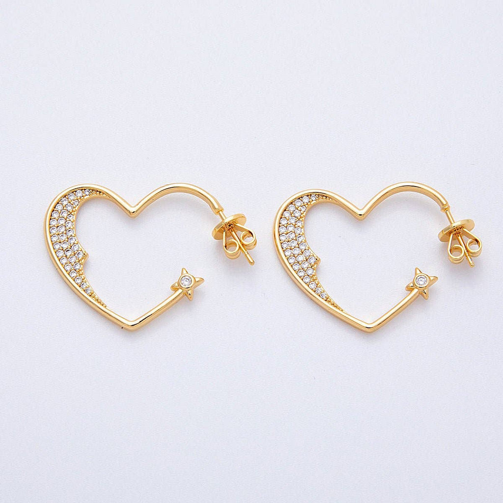 Micro Pave Heart Hoop Earrings