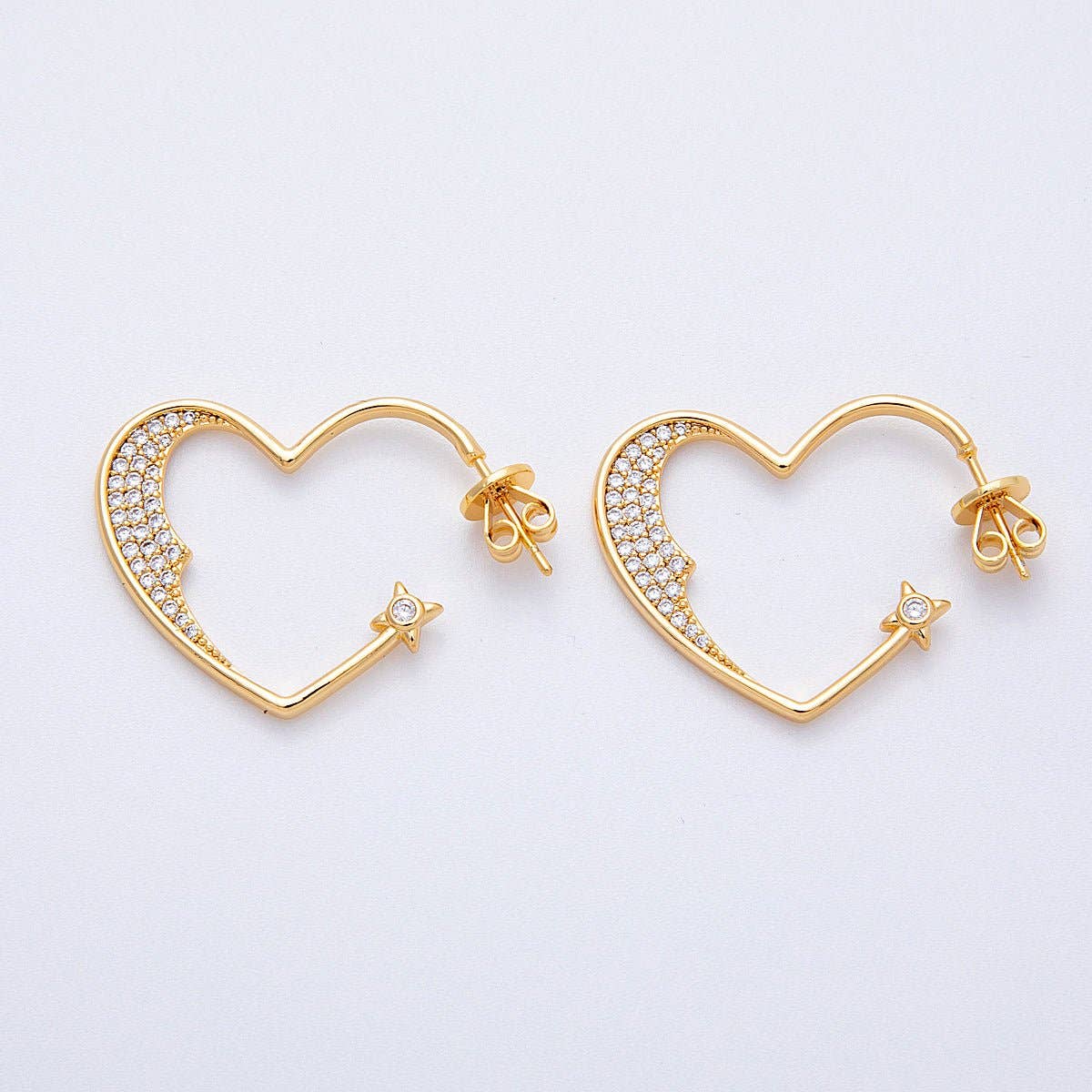 Micro Pave Heart Hoop Earrings