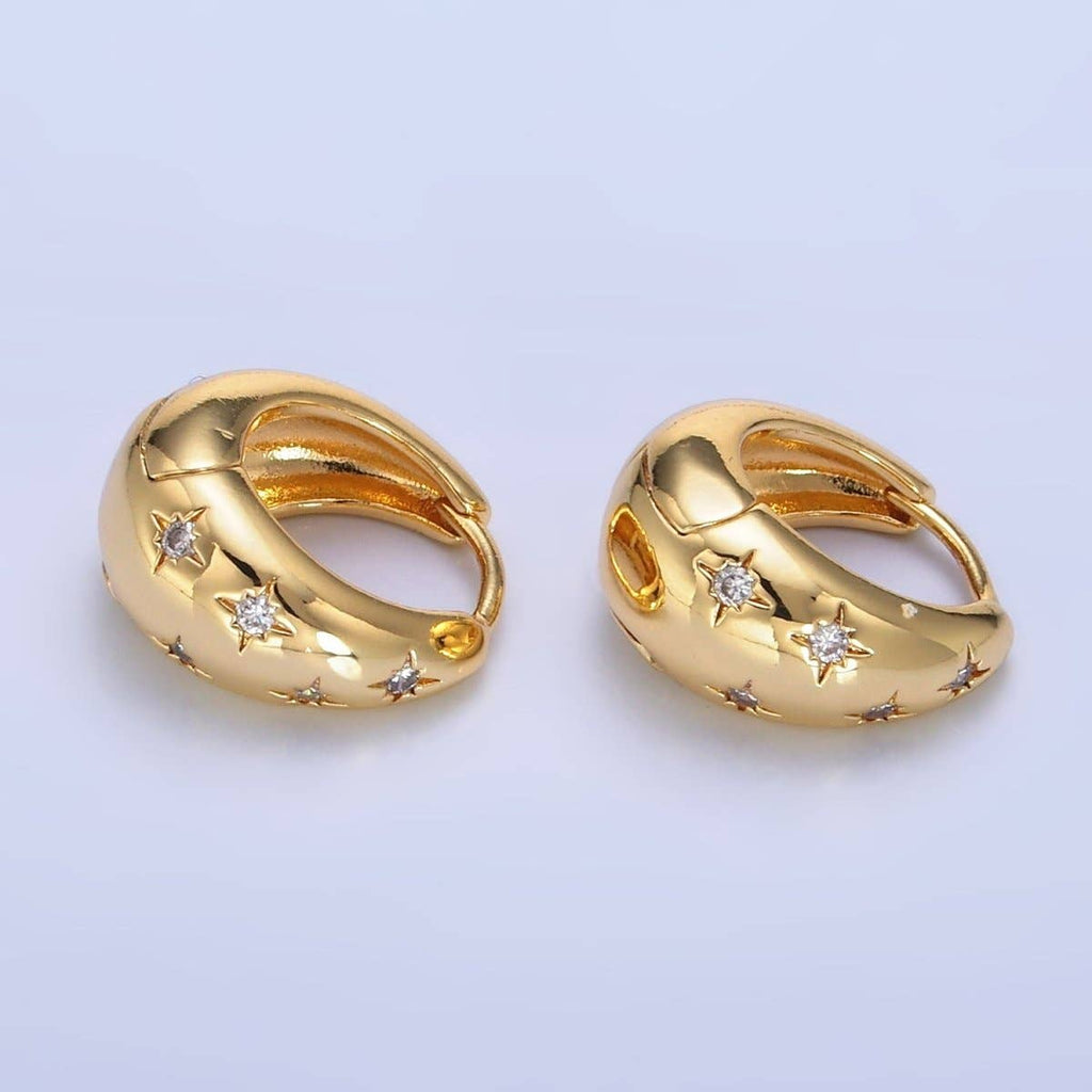 24K Gold Celestial Huggie Earrings