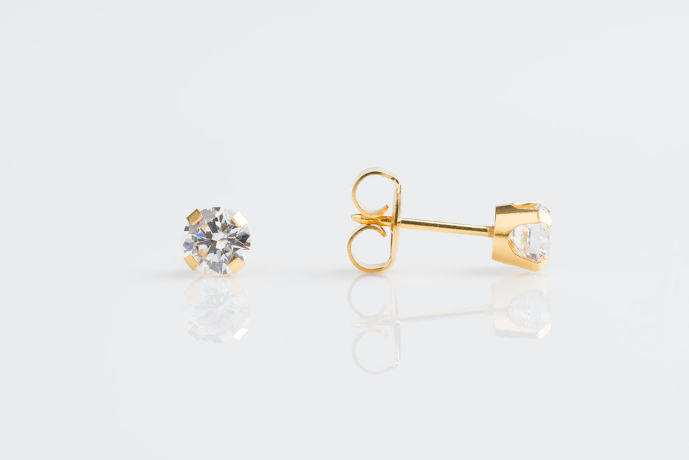 14k gold 5mm CZ stud earrings