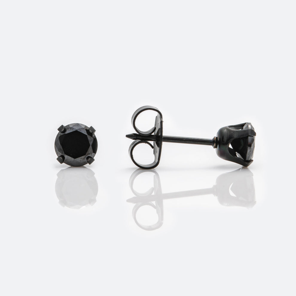 Black 5mm stud earrings