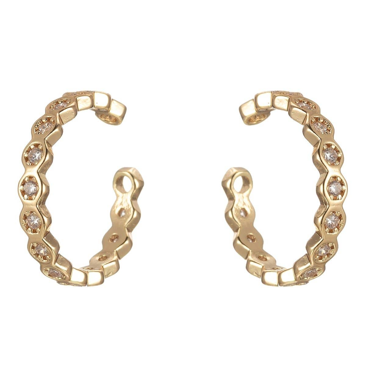 CZ Hexagon Lined Ear Cuff