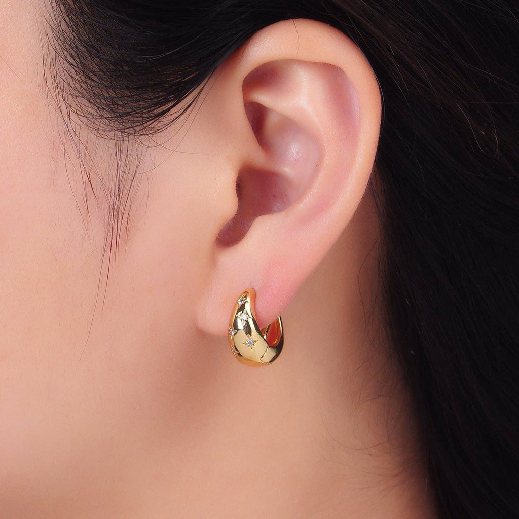 24K Gold Celestial Huggie Earrings