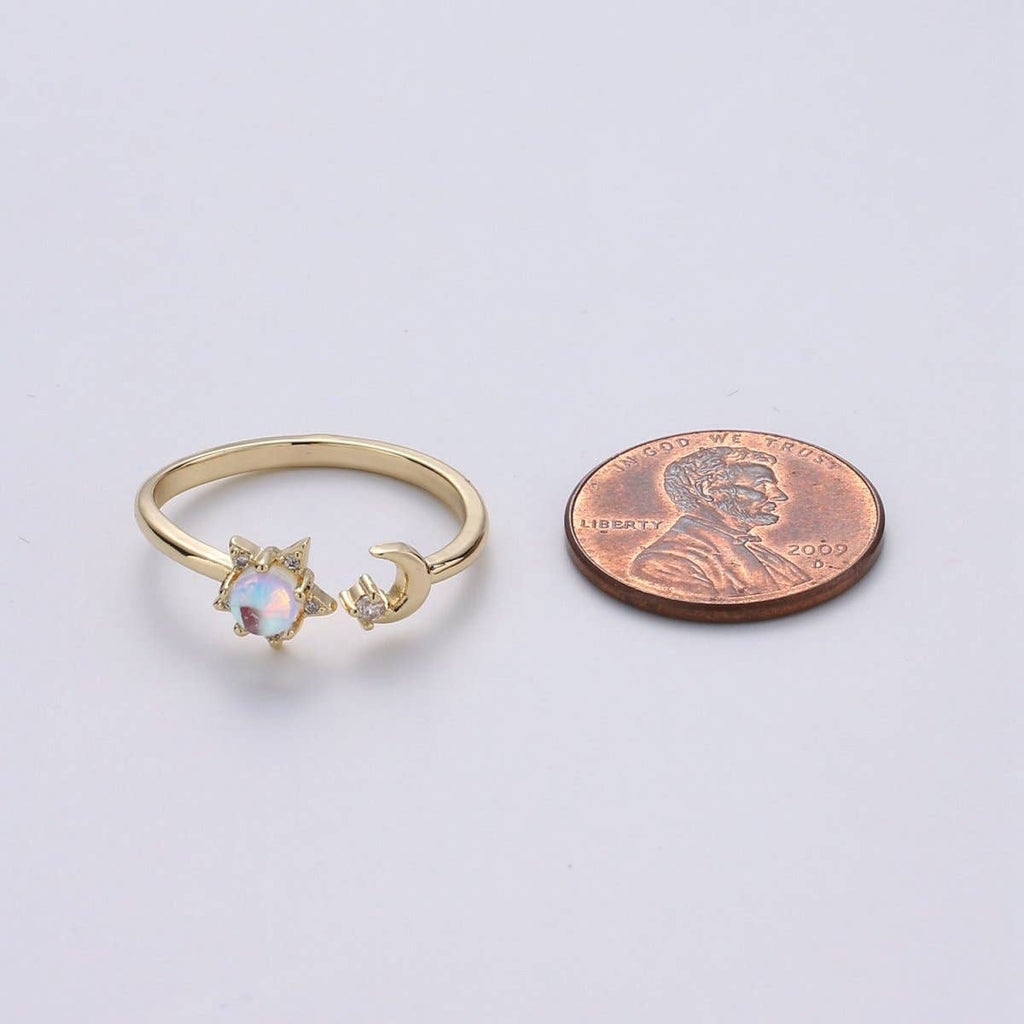 24k Gold Crescent Moon Ring