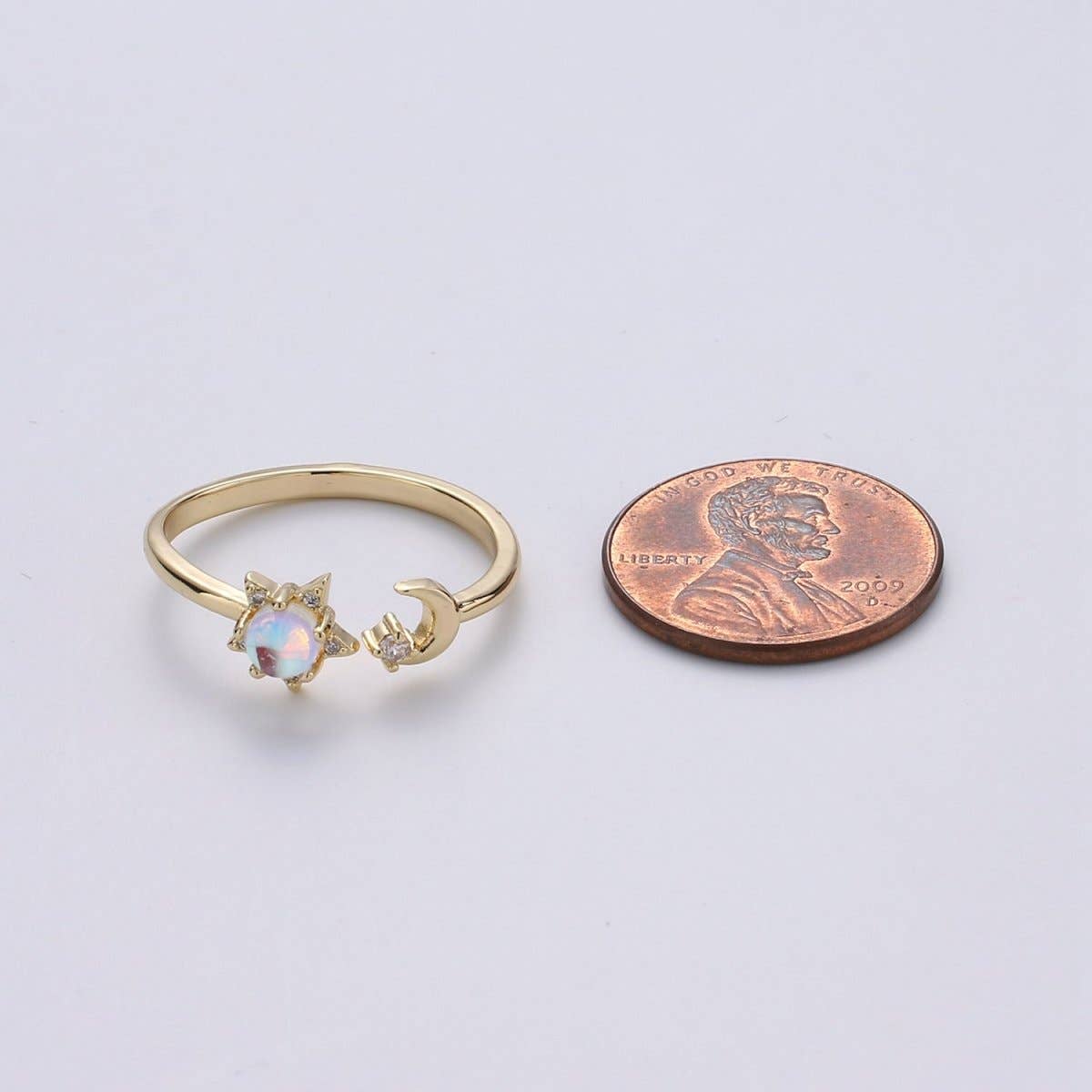 24k Gold Crescent Moon Ring