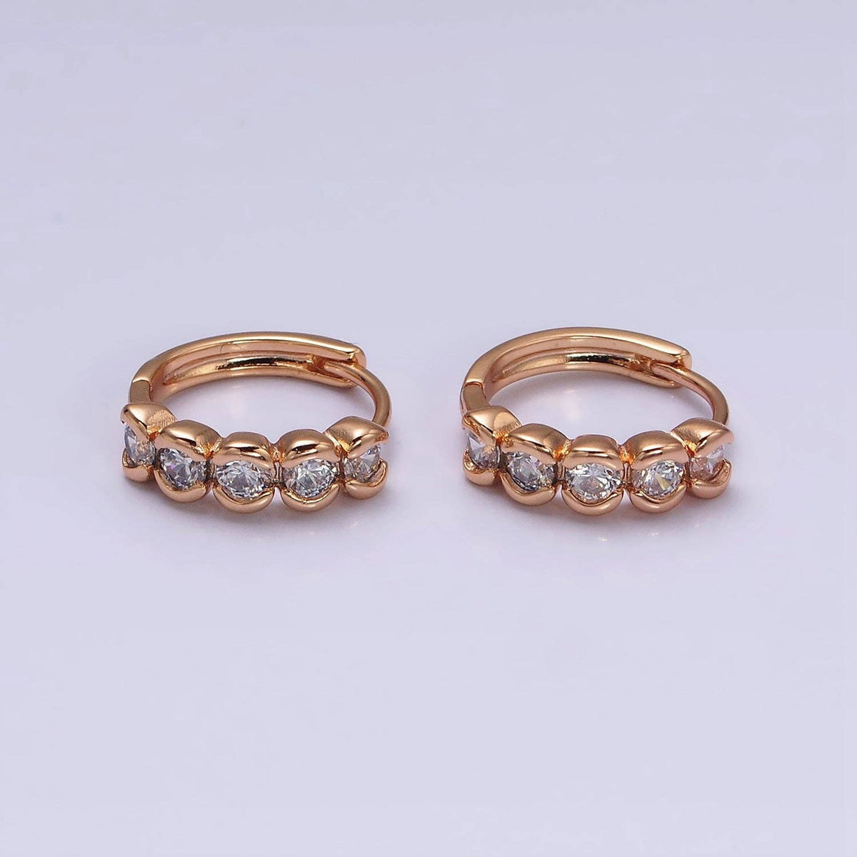 Gold Filled Clear CZ Beaded Bubble Hoop Earring