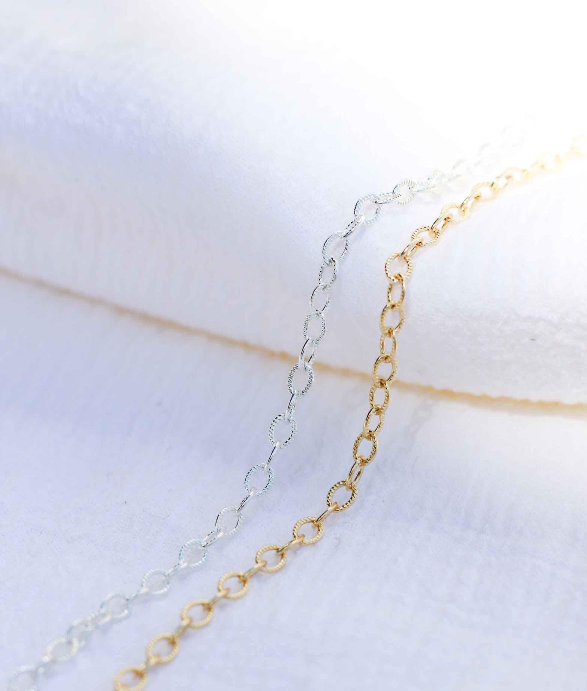 14k Gold filled texured "O" link chain