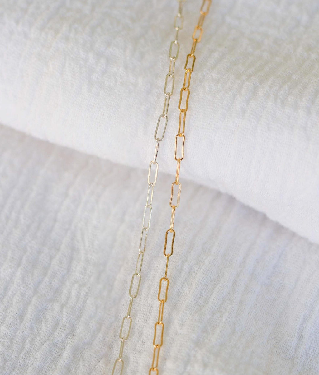 14k gold filled paperclip chain