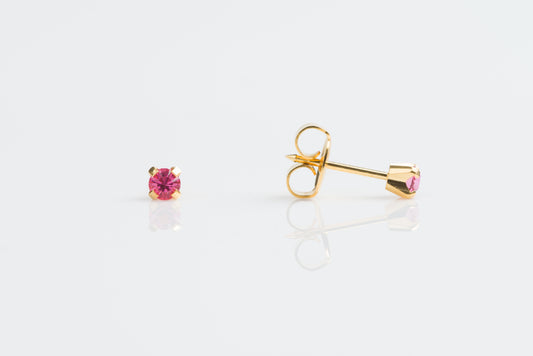 14k gold 3mm Pink stud earrings