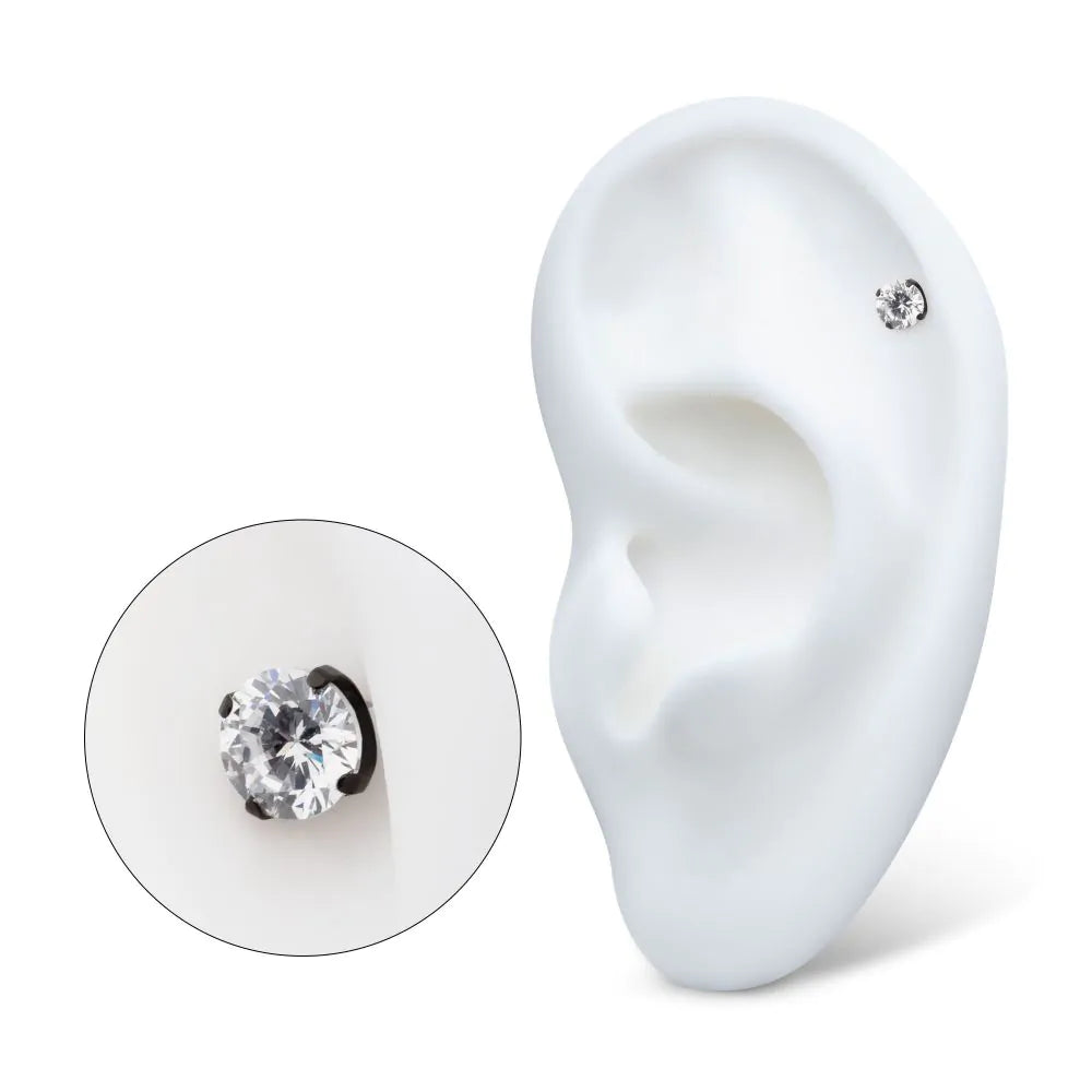 Titanium Black set CZ stud 2.5mm