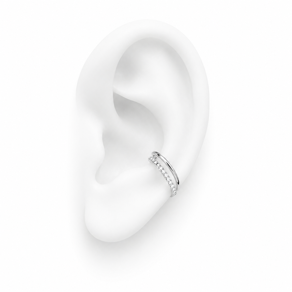 Double CZ clicker hoop