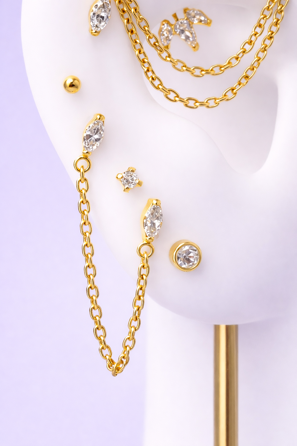 Double CZ stud chain