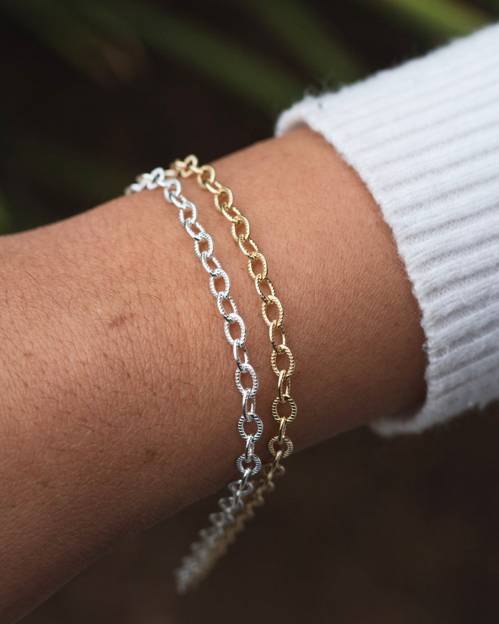 14k Gold filled texured "O" link chain