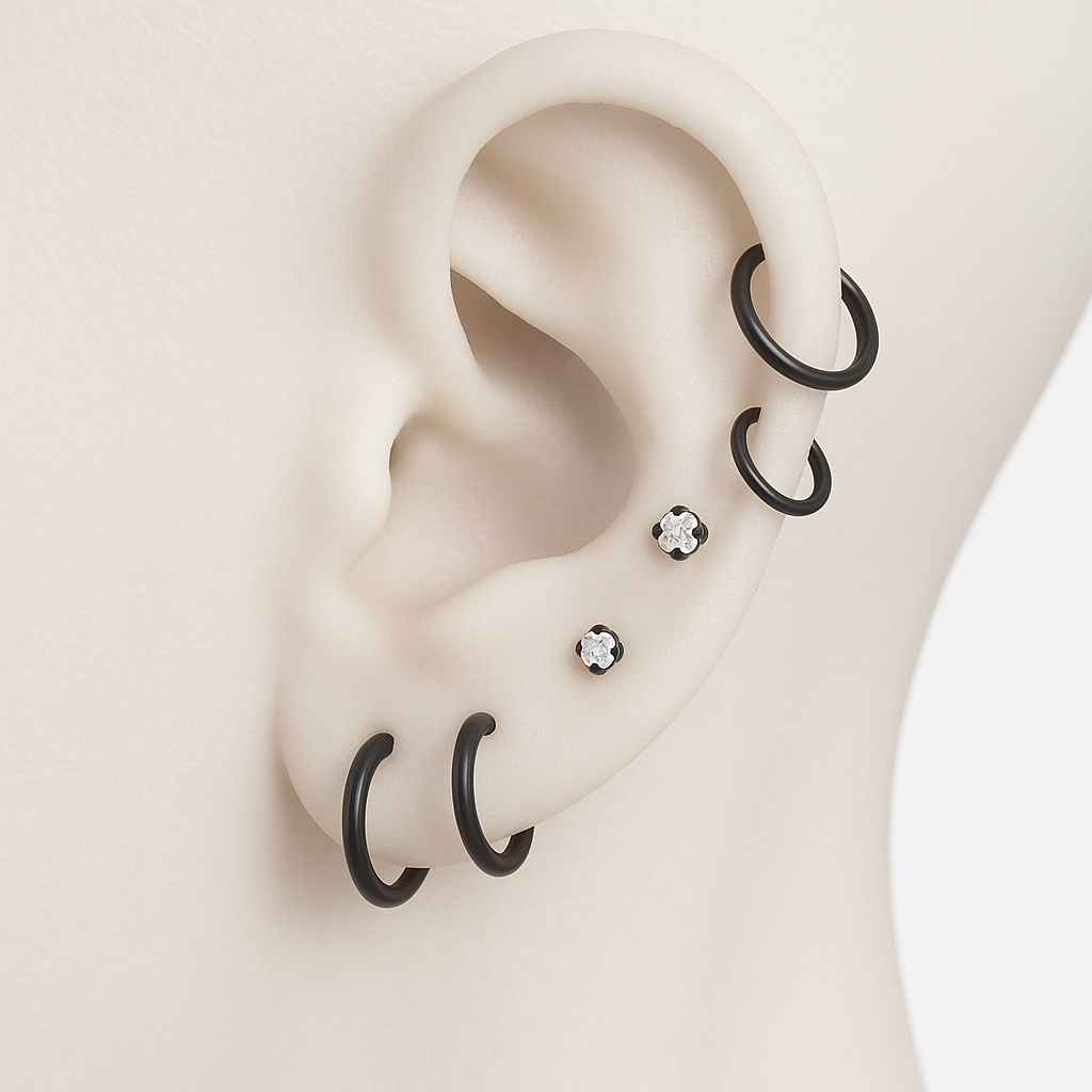 Black Titanium Endless Hoops