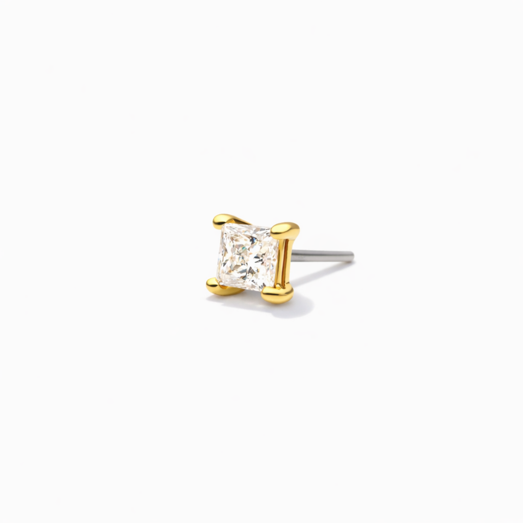 4mm Princess cut stud