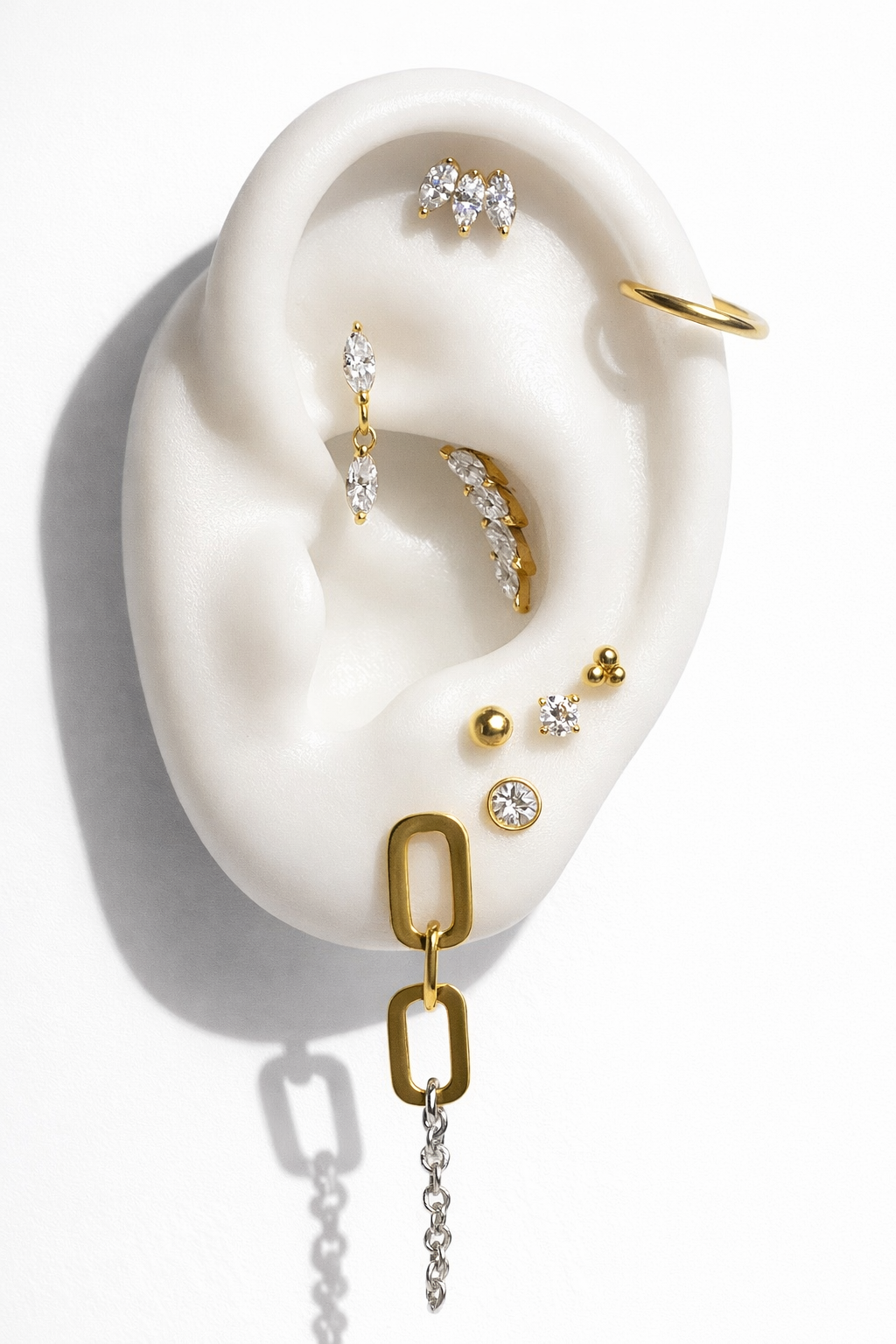 Mixed Metal Paperclip Chain earrings