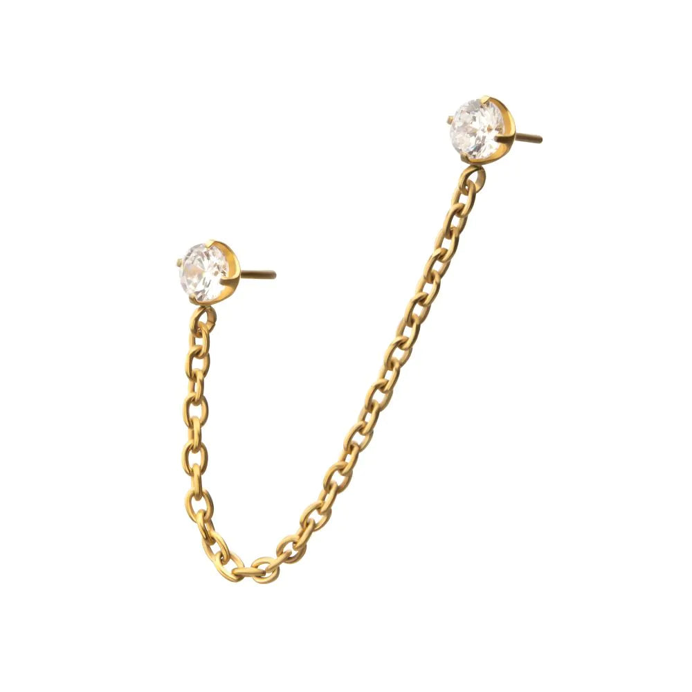 Double CZ stud chain
