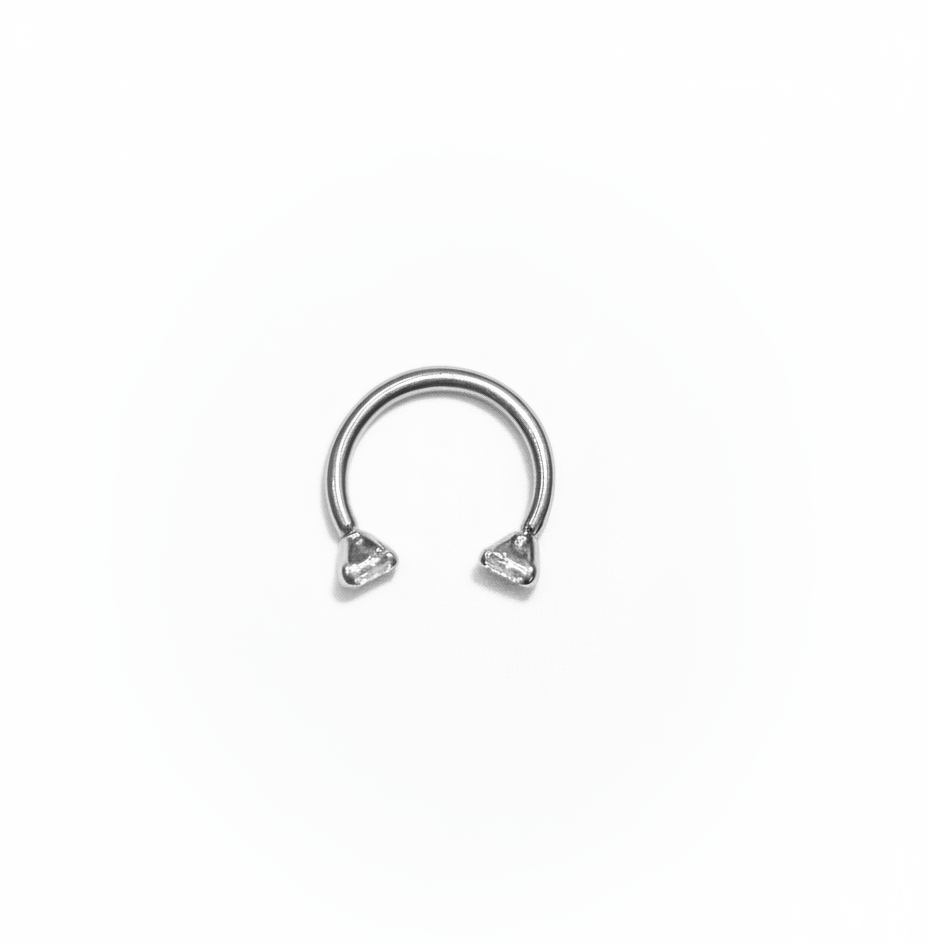 Stainless Double CZ horseshoe Hoop 16 gauge