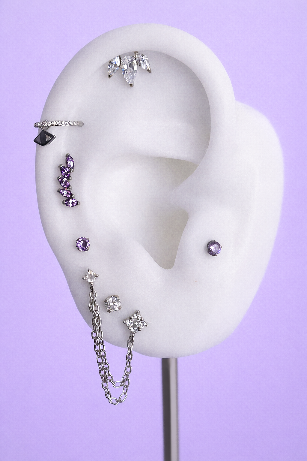 Low-profile Round Crystal Stud