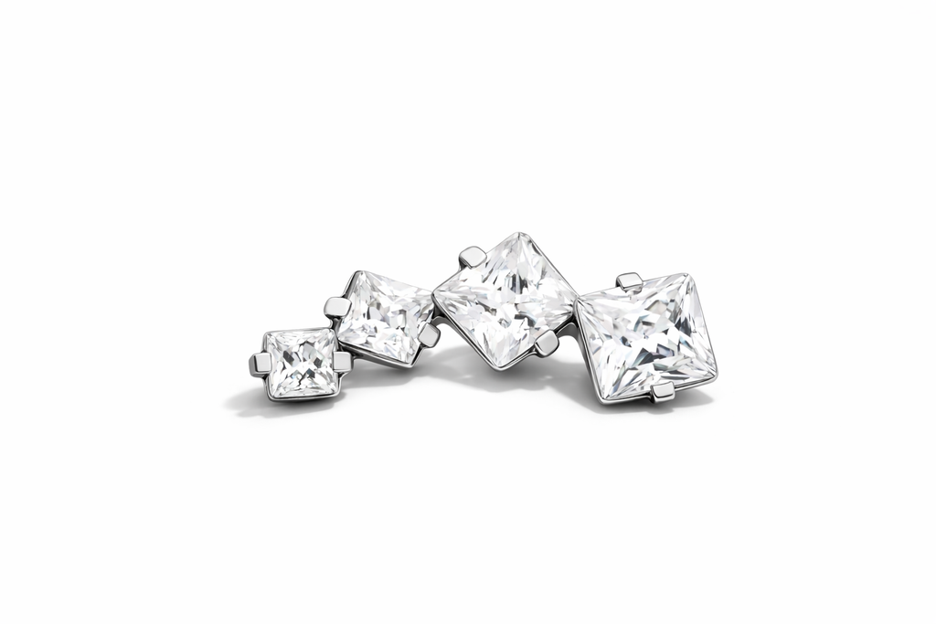 Titanium Princess cut 4 stone crawler