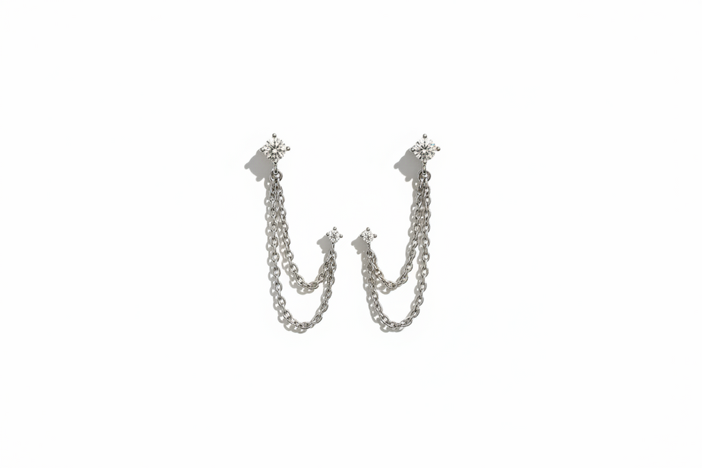 Sterling Silver double chain earrings