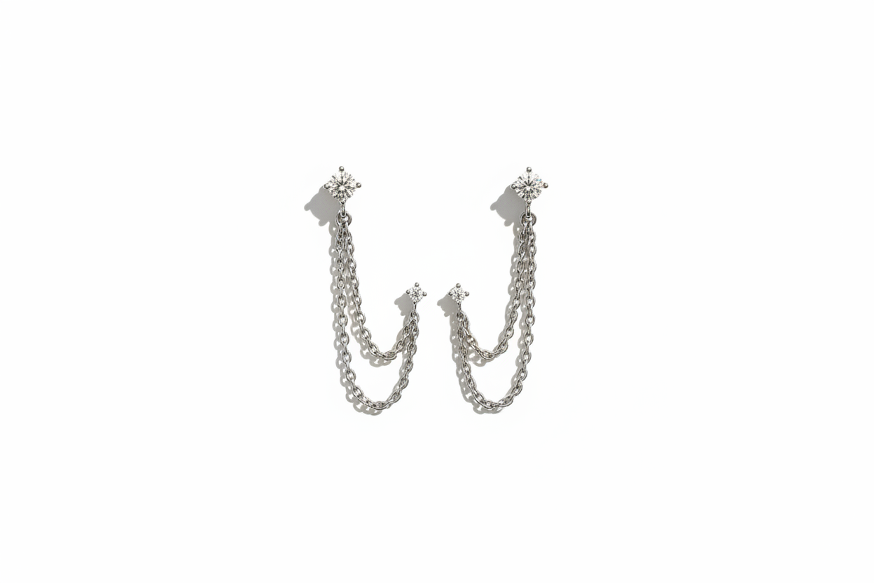 Sterling Silver double chain earrings
