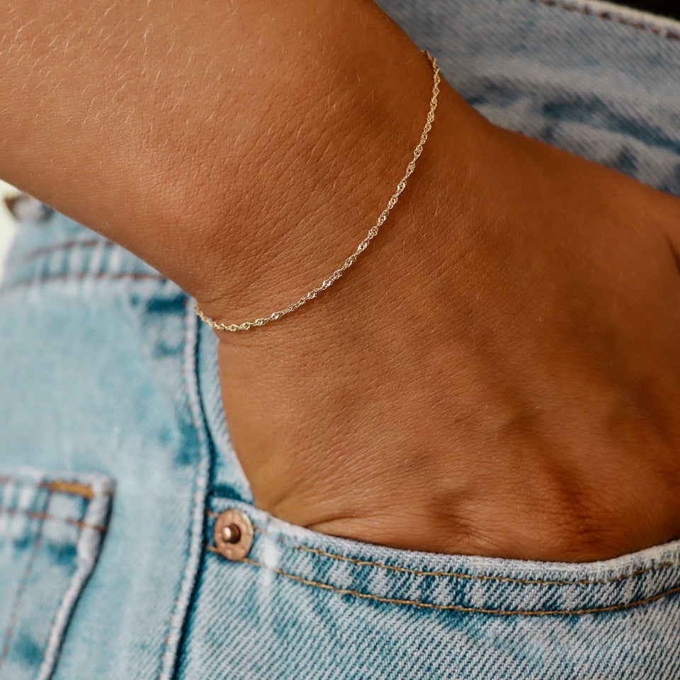 14k solid gold Dapped chain