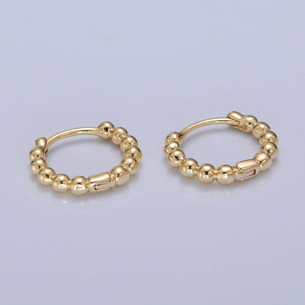 Gold Beaded Hoops