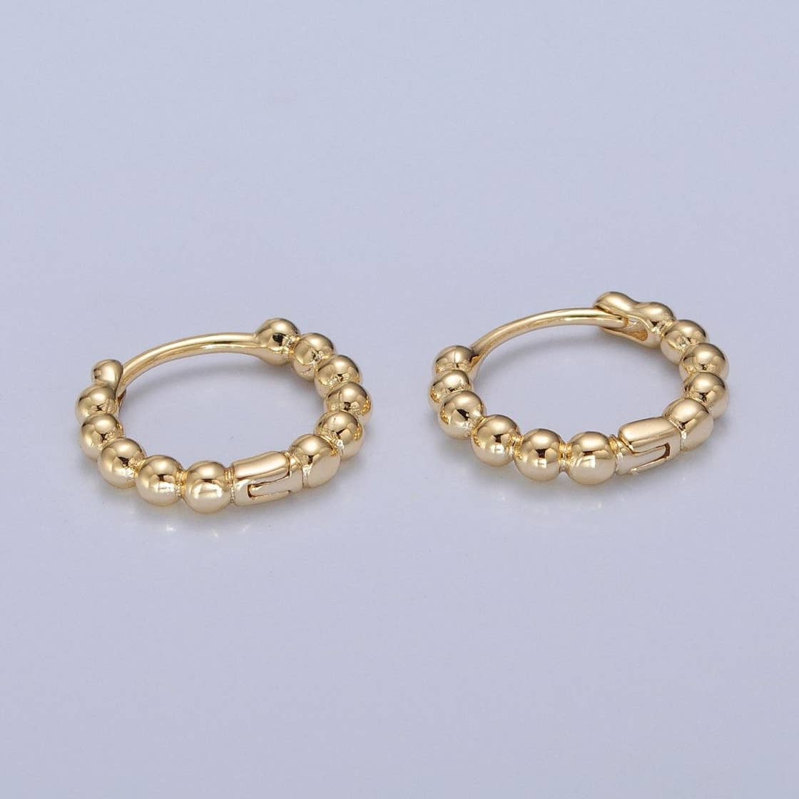 Gold Beaded Hoops