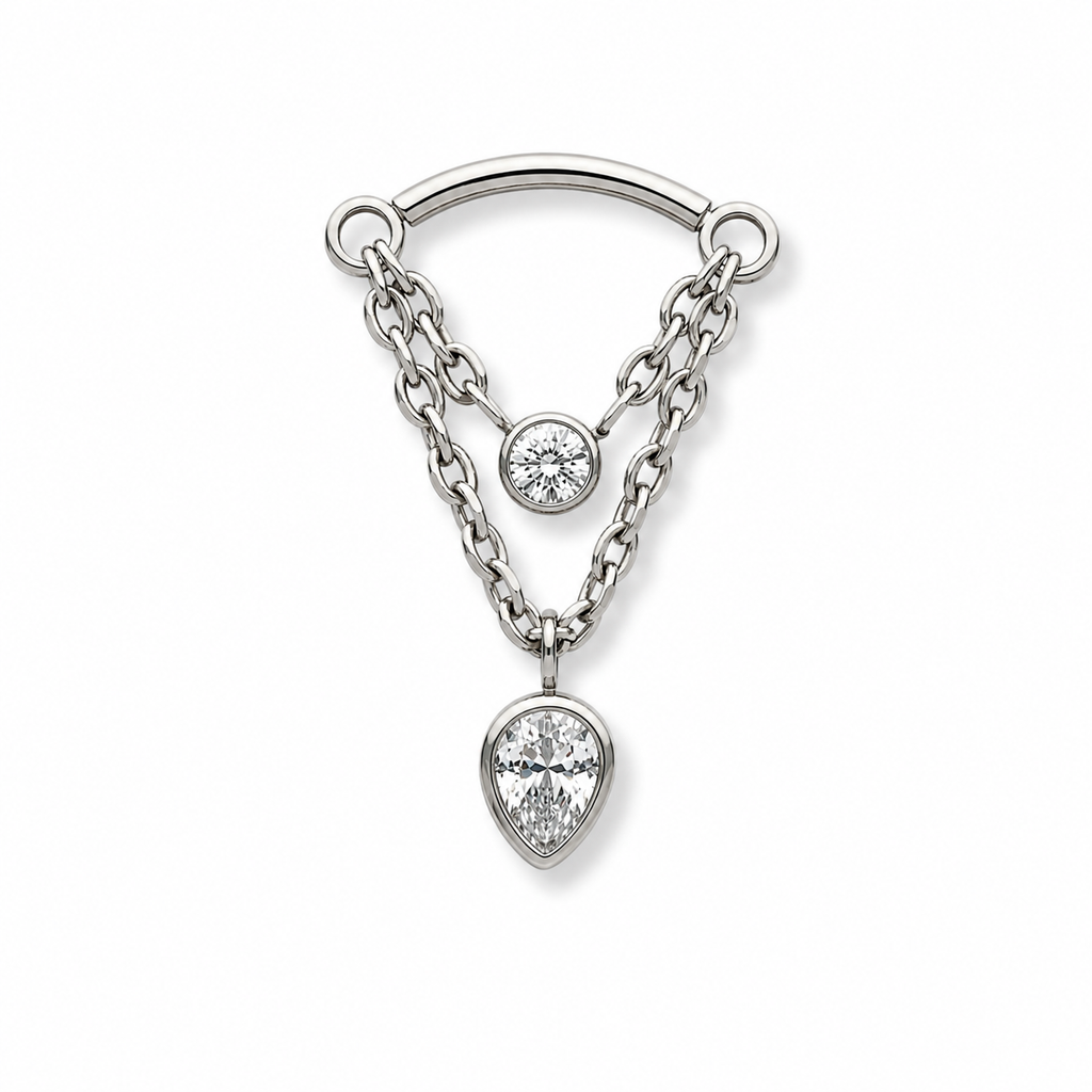 Double CZ Drop Titanium Hidden Helix Earring