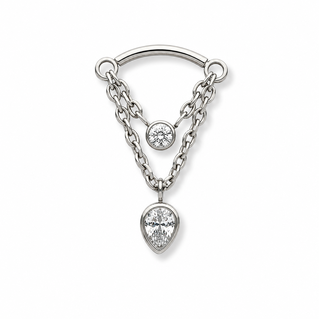 Double CZ Drop Titanium Hidden Helix Earring