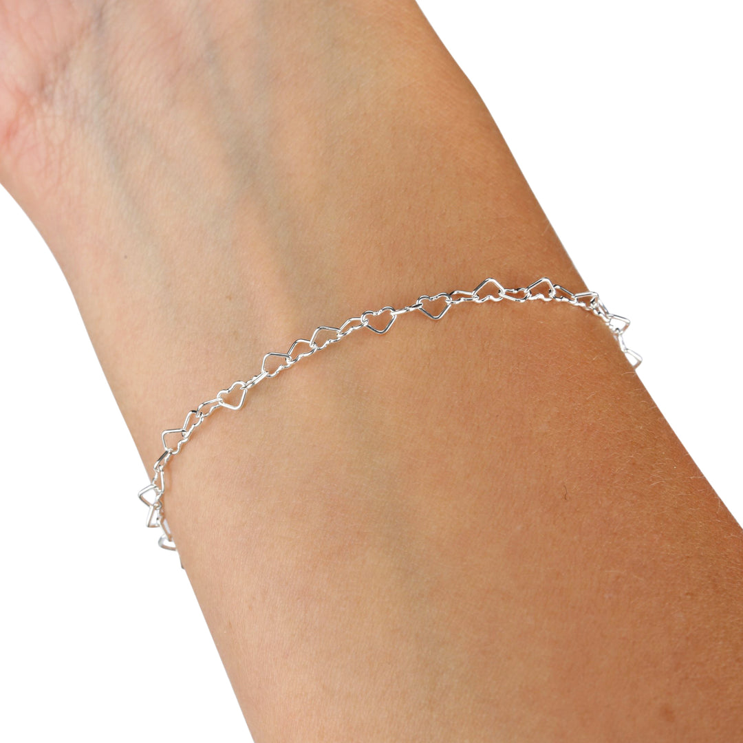 Sterling Silver Tiny Hearts chain