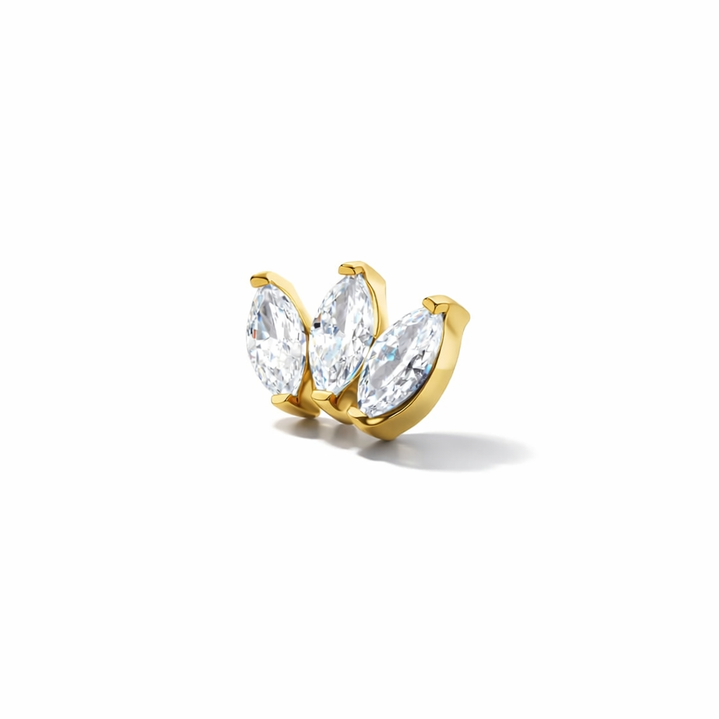 3 stone Crystal Marquise