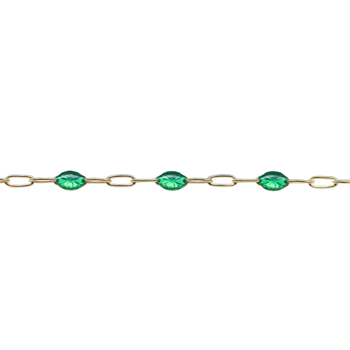14k gold filled Green Emerald chain
