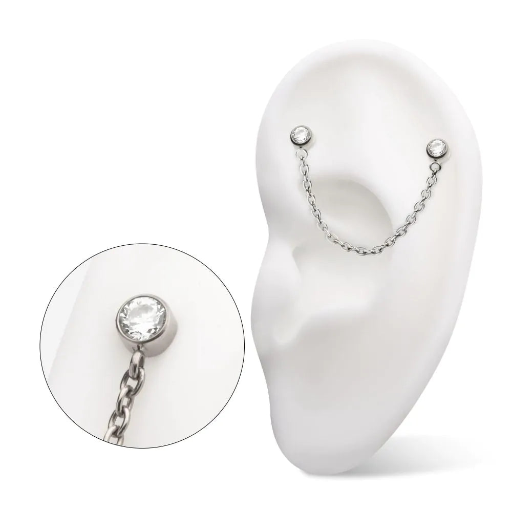 Double CZ stud chain