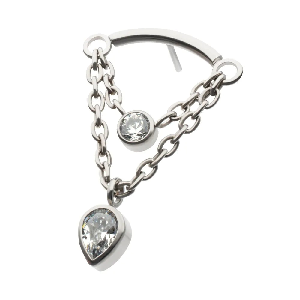 Double CZ Drop Titanium Hidden Helix Earring