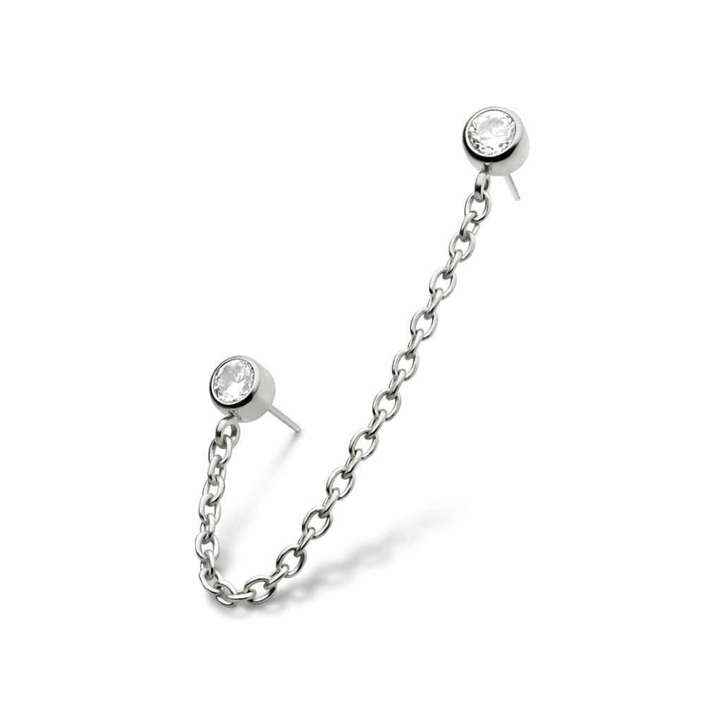 Double CZ stud chain