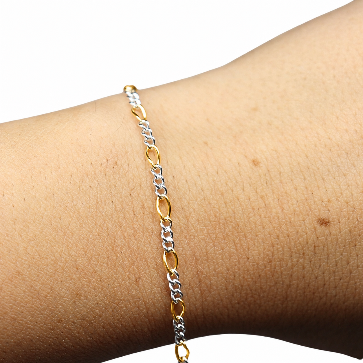 Mixed Metal Figaro Chain